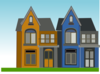 Orange And Blue Homes Clip Art